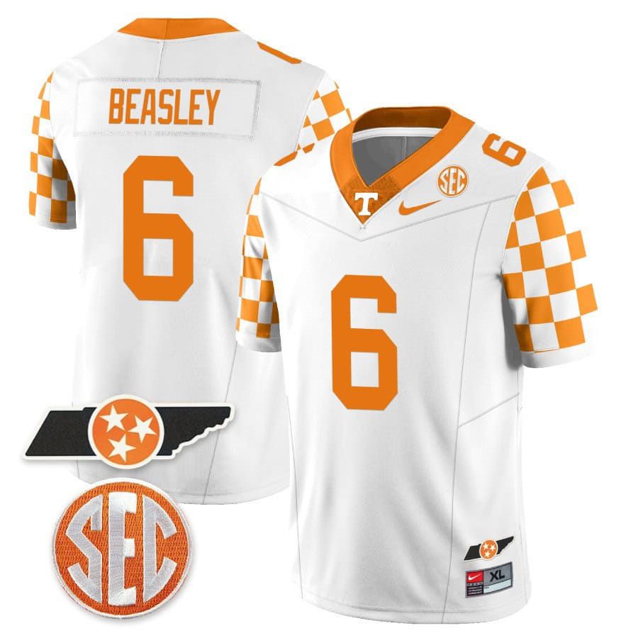 Men Tennessee Volunteers #6 Beasley White 2024 Nike Checkerboard & Alternate NCAA Jersey